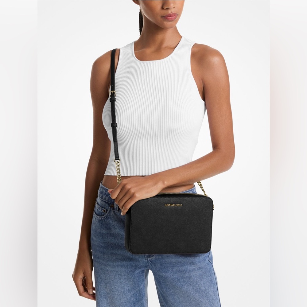 Michael Kors Jet Set Large Saffiano Leather Crossbody Bag Retail $398.00